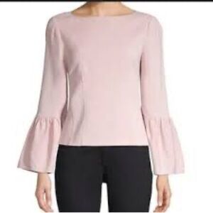 NWOT! Tibi Bateau Neckline Three-Quarter Bell Sleeve Top - Rose Gold Back Zipper